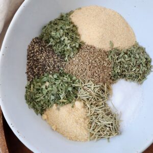 herbs and spices separated in a bowl