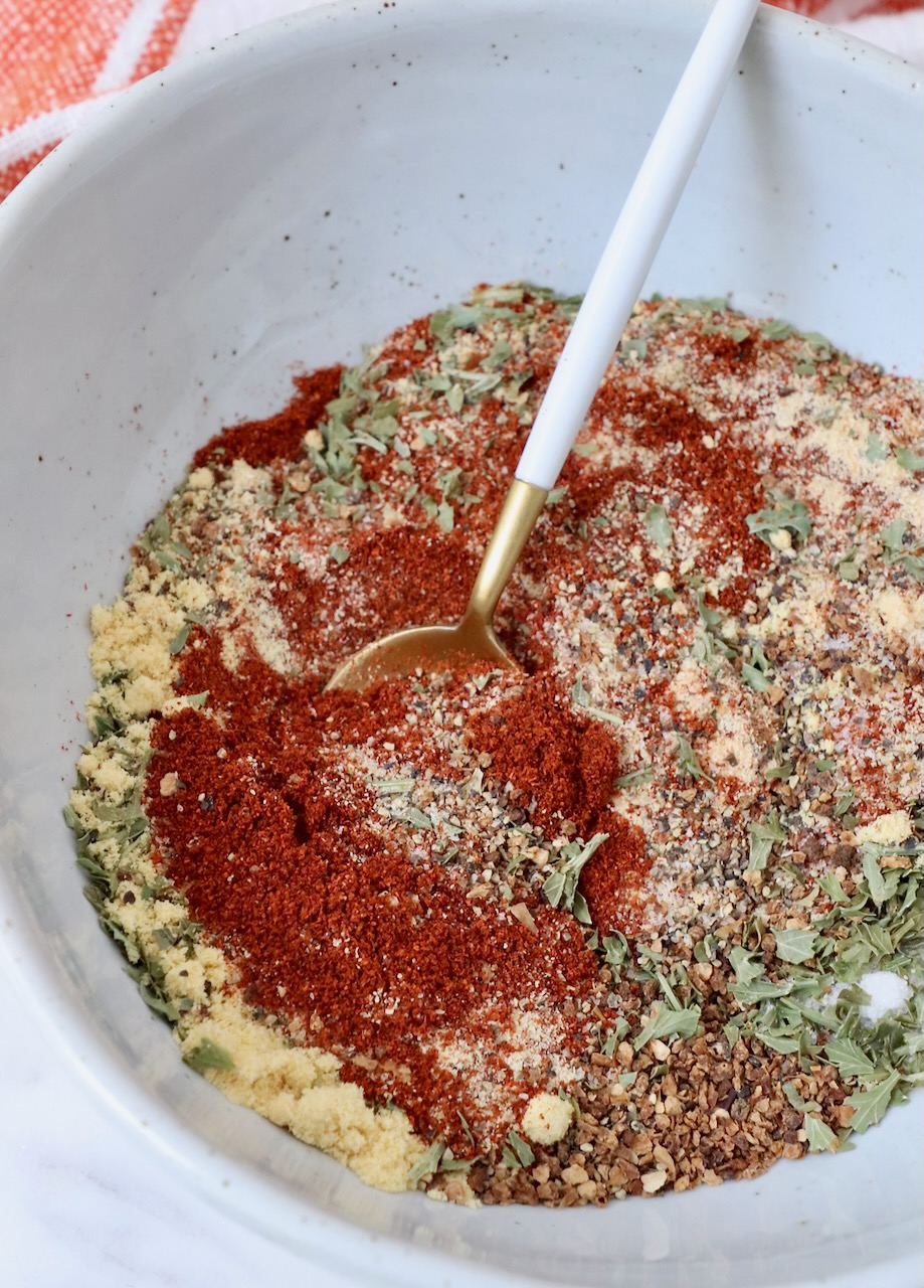 salmon seasoning in bowl with a spoon