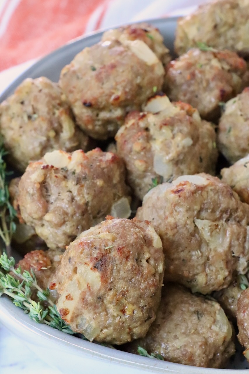 cooked turkey meatballs in a bowl