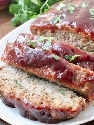 sliced turkey meatloaf on a plate