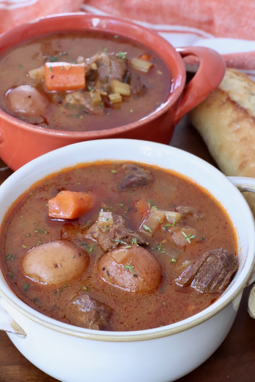 beef stew in bowls