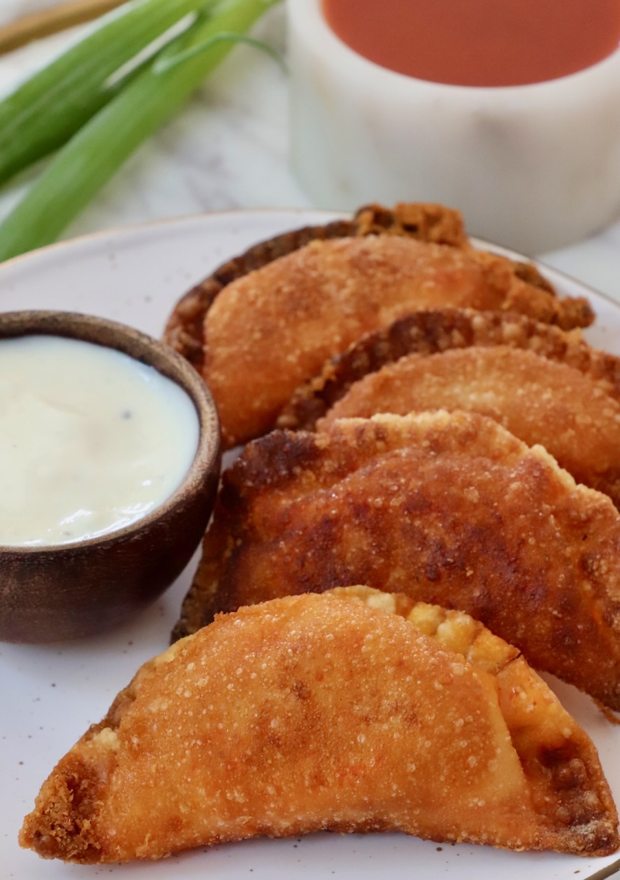 fried buffalo chicken bites on a plate