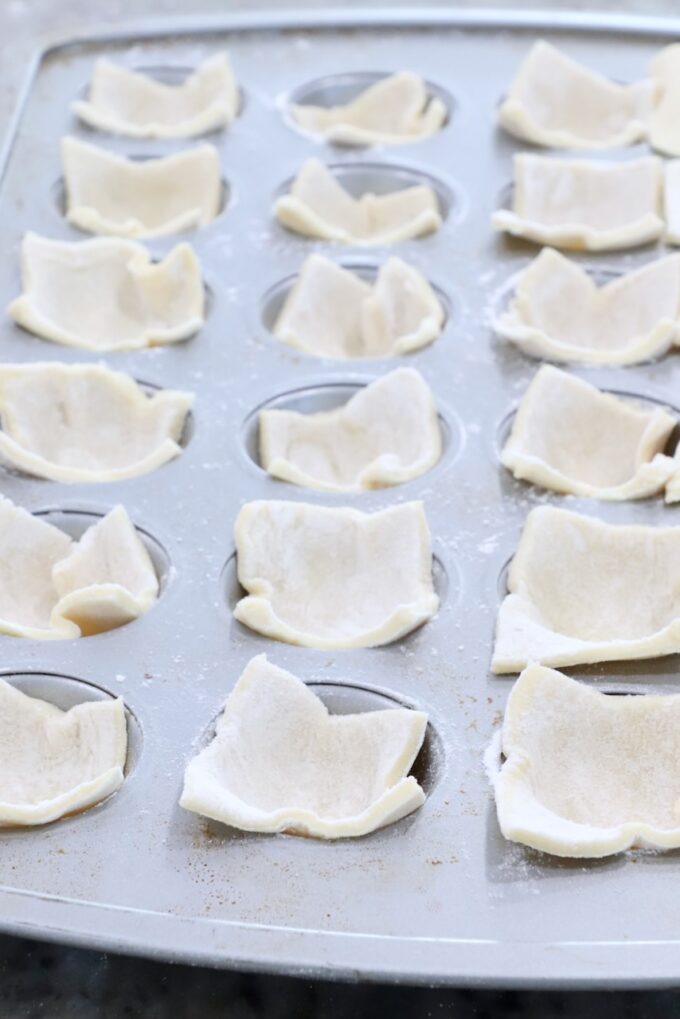 puff pastry dough in a mini muffin tin