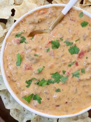 queso dip in a bowl with a spoon