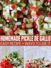 ingredients for pickle de gallo separated in a bowl, then combined in a bowl with a spoon