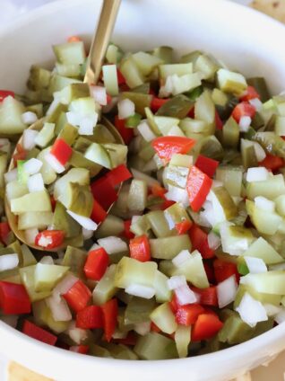 pickle de gallo in a bowl with a spoon