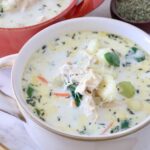 chicken gnocchi soup in a bowl