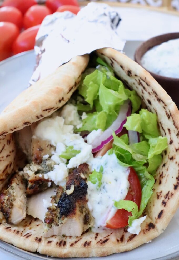 chicken gyros on a plate