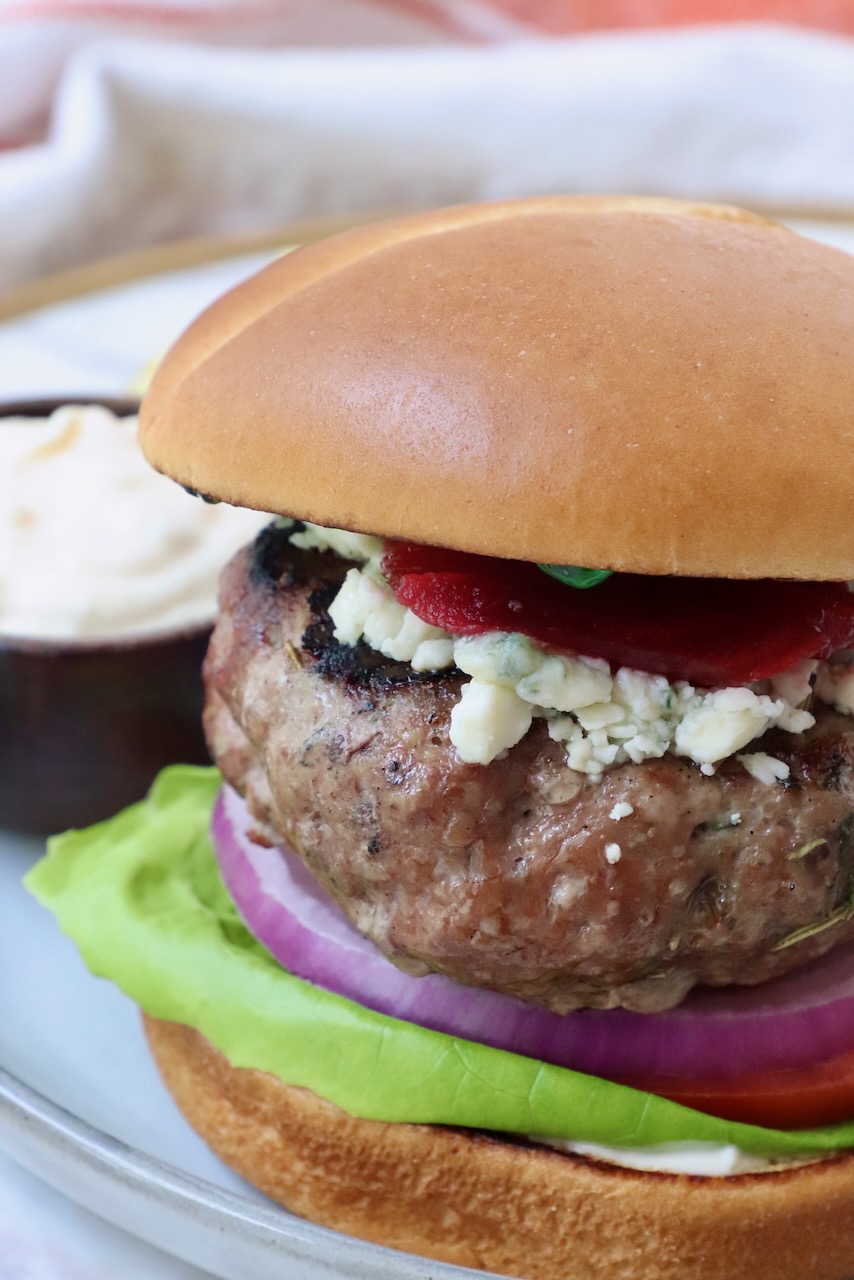 lamb burger on a plate