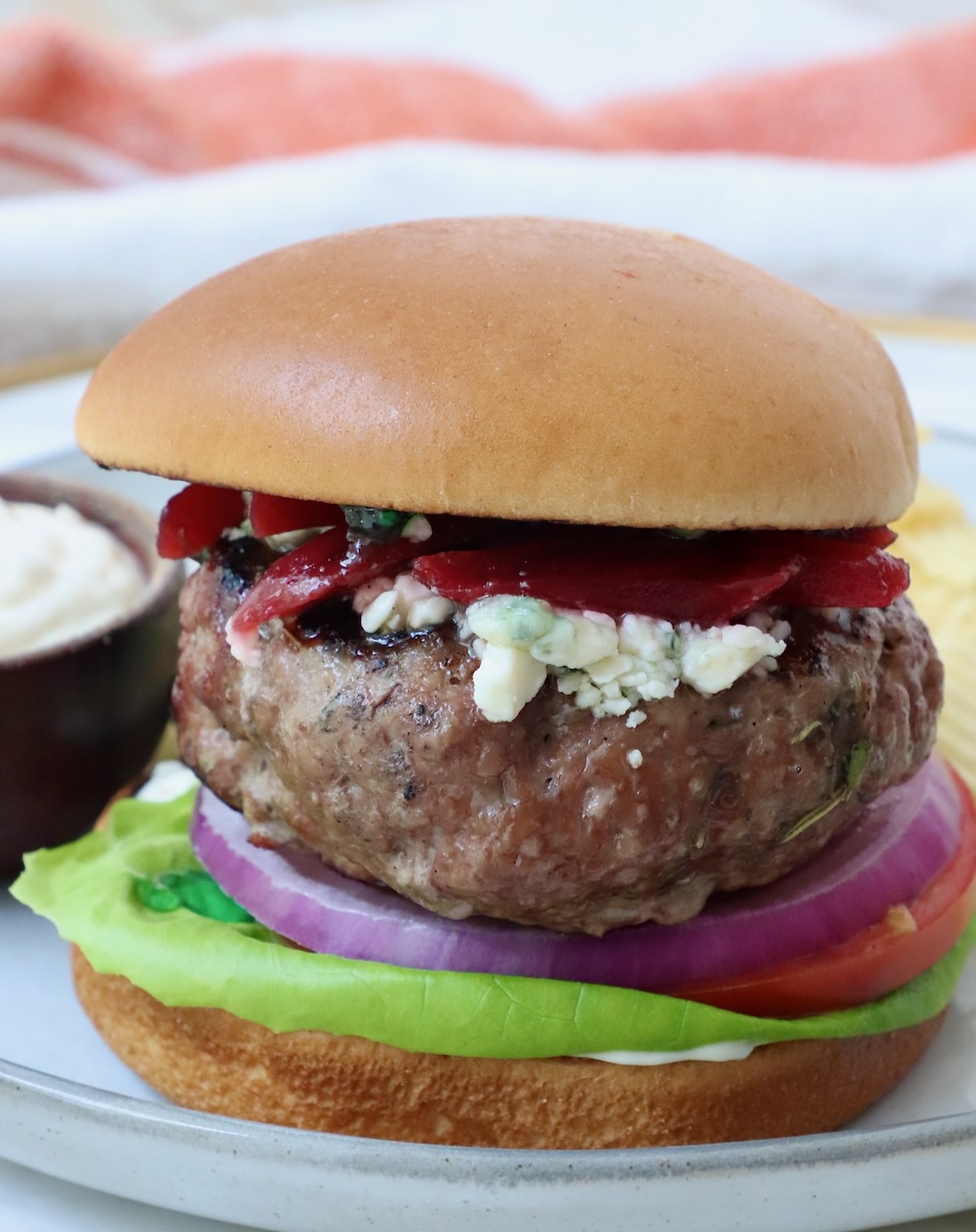 lamb burger on a plate