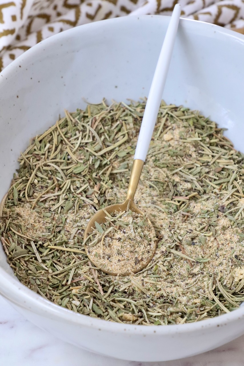 lamb seasoning in a bowl with a spoon