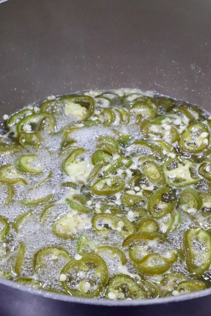candied jalapenos in a pot
