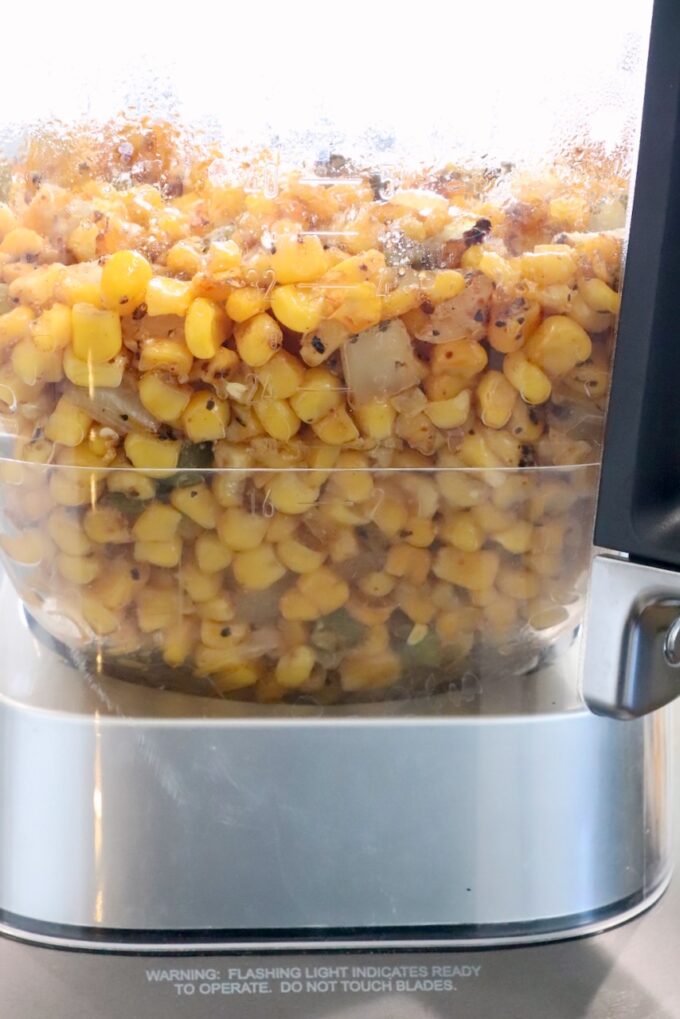 roasted corn, onions, jalapenos and garlic in a blender