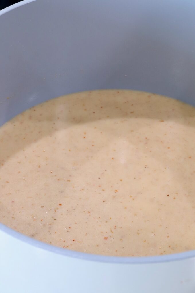 creamy red curry sauce in a pot